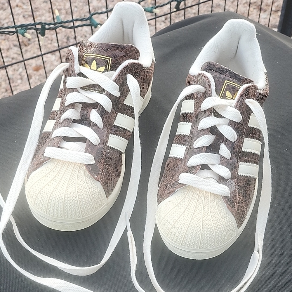 Adidas Superstar II Athletic Shoe Size 6 EUC Brown/Cream/Alumina Brown Snakeskin - Picture 3 of 16